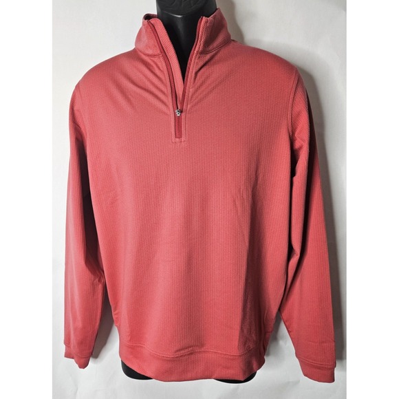 Peter Millar Men's Cape Red Perth Oval Stitch Performance 1/4-Zip Size Small New - Picture 2 of 11
